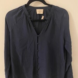 Sezane Navy Silk Blouse